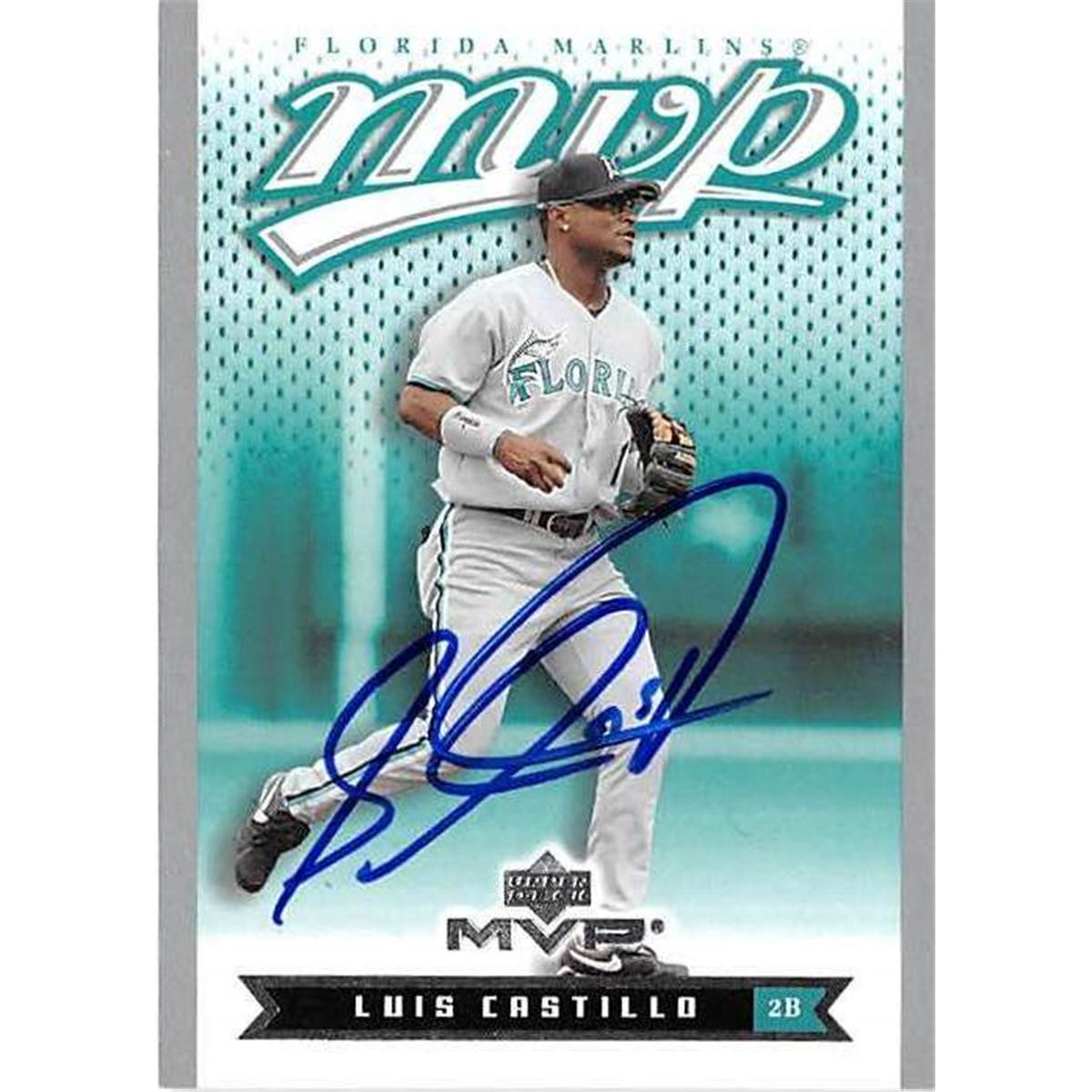 421185 Luis Castillo Autographed Baseball Card Florida Marlins 2003 Upper Deck MVP No.79