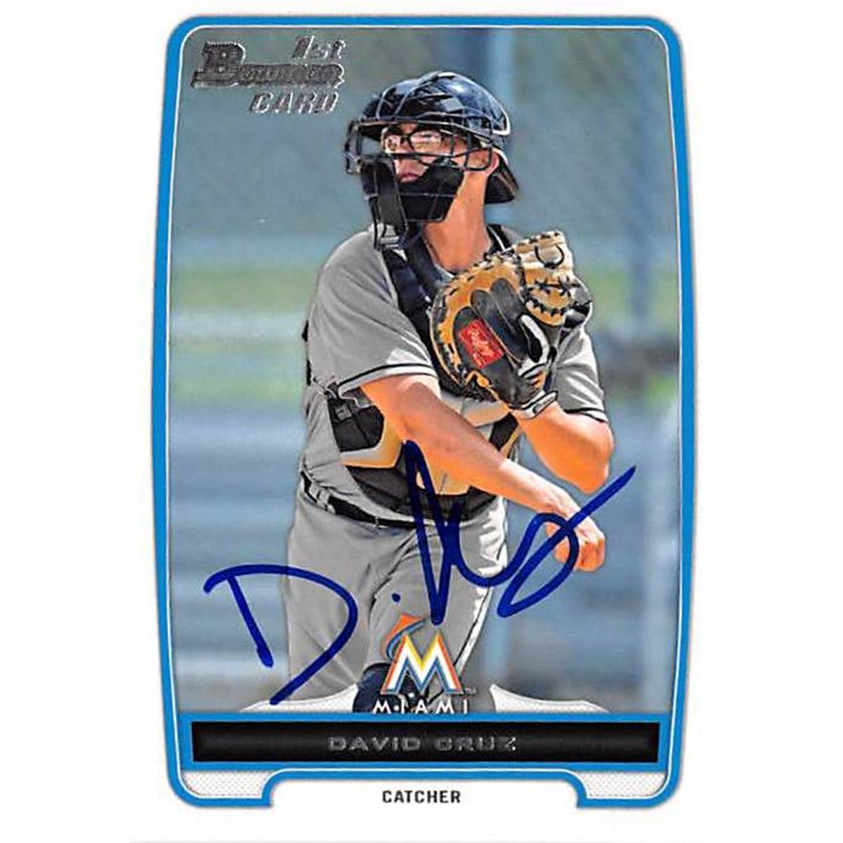 421211 David Cruz Autographed Baseball Card Miami Marlins FT 2013 Topps Bowman No.BDPP152 Rookie