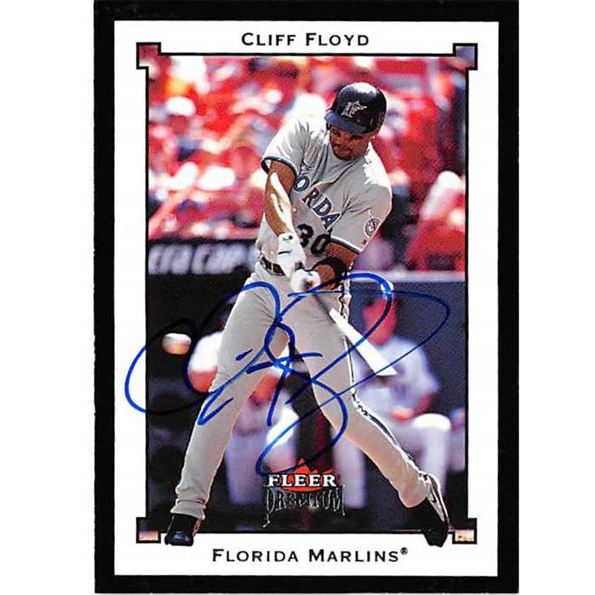 421282 Cliff Floyd Autographed Baseball Card Florida Marlins 2002 Fleer Premium No.12