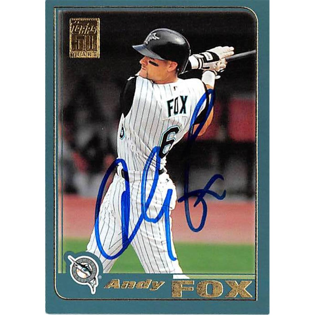 421291 Andy Fox Autographed Baseball Card Florida Marlins 2001 Topps No.542
