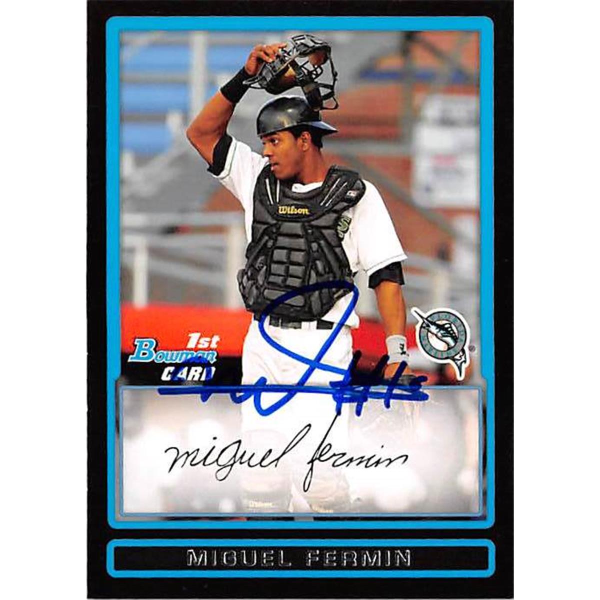 421302 Miguel Fermin Autographed Baseball Card Florida Marlins FT 2009 Topps Bowman No.BP36