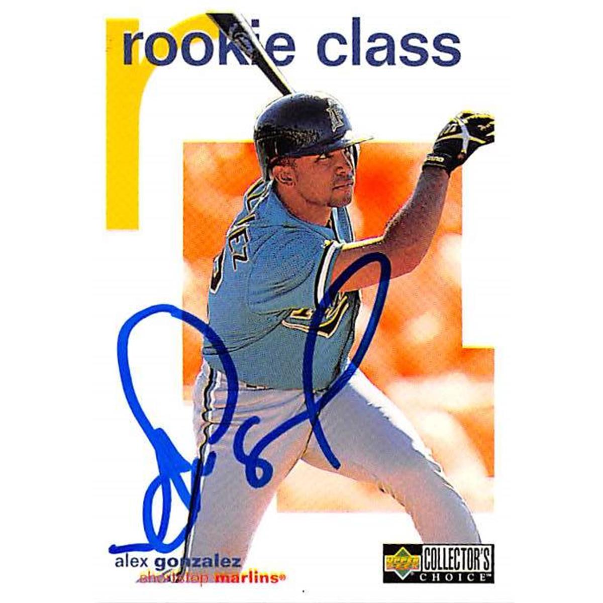 421305 Alex Gonzalez Autographed Baseball Card Florida Marlins 1998 Upper Deck No.423 Rookie Class