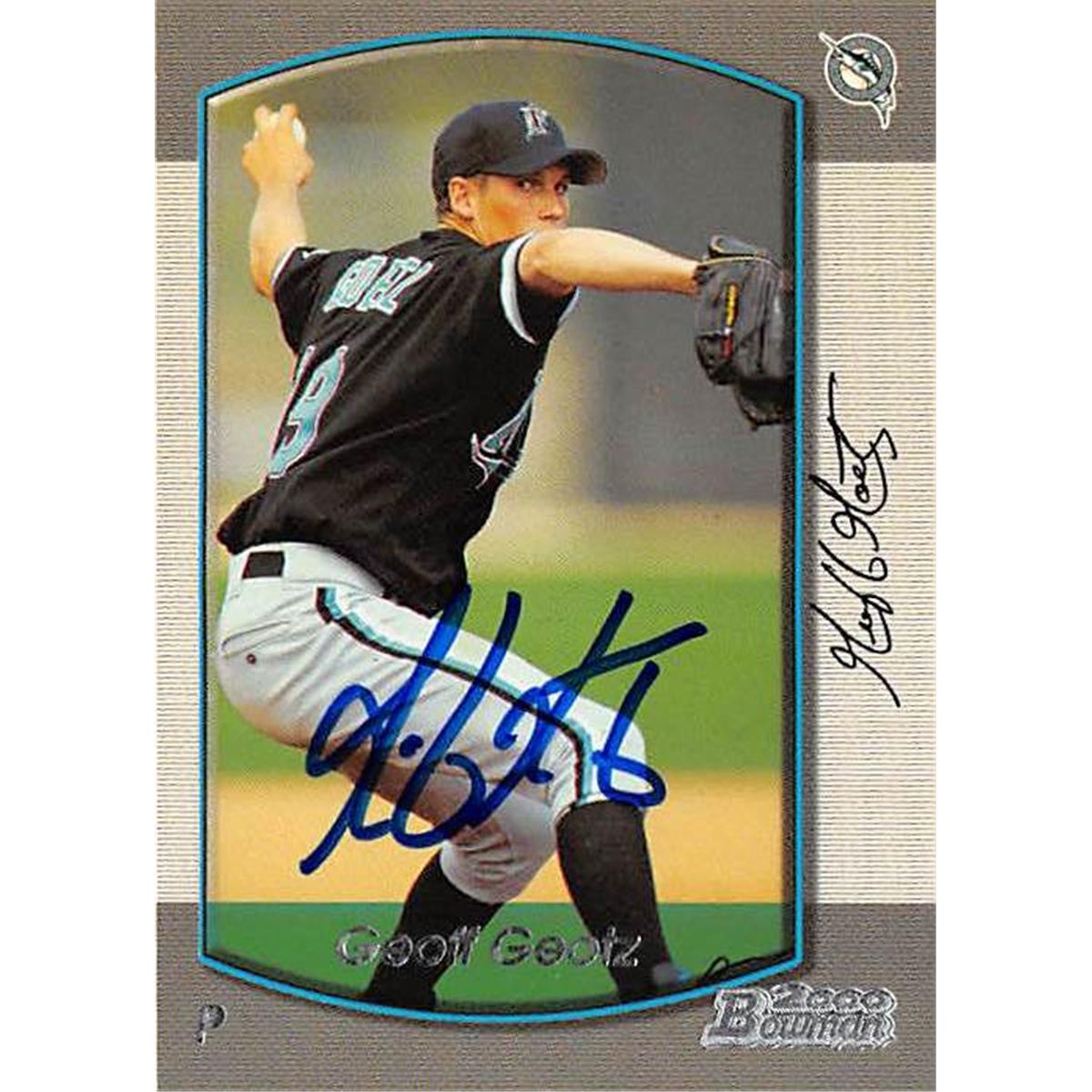 421307 Geoff Goetz Autographed Baseball Card Florida Marlins FT 2000 Topps Bowman No.165