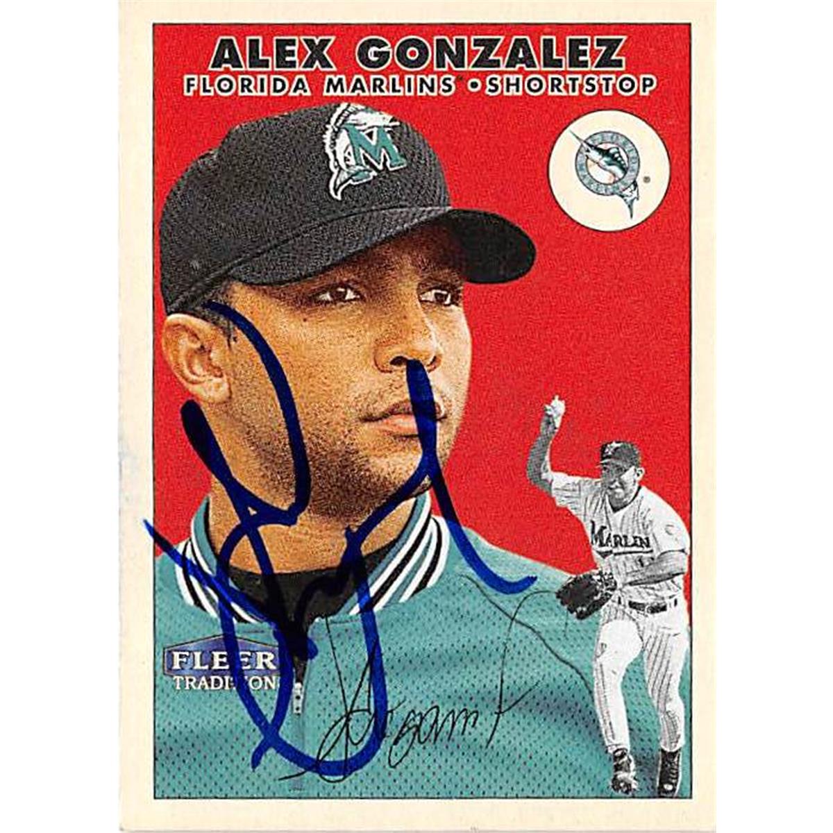 421310 Alex Gonzalez Autographed Baseball Card Florida Marlins 2000 Fleer Tradition No.414