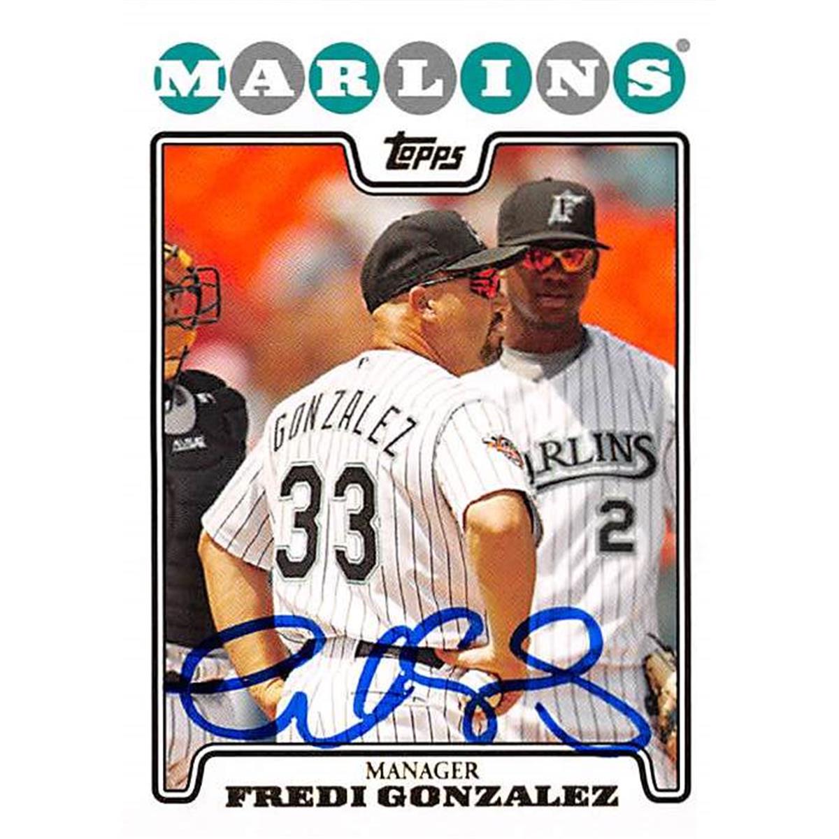 421317 Fredi Gonzalez Autographed Baseball Card Florida Marlins 2008 Topps No.265