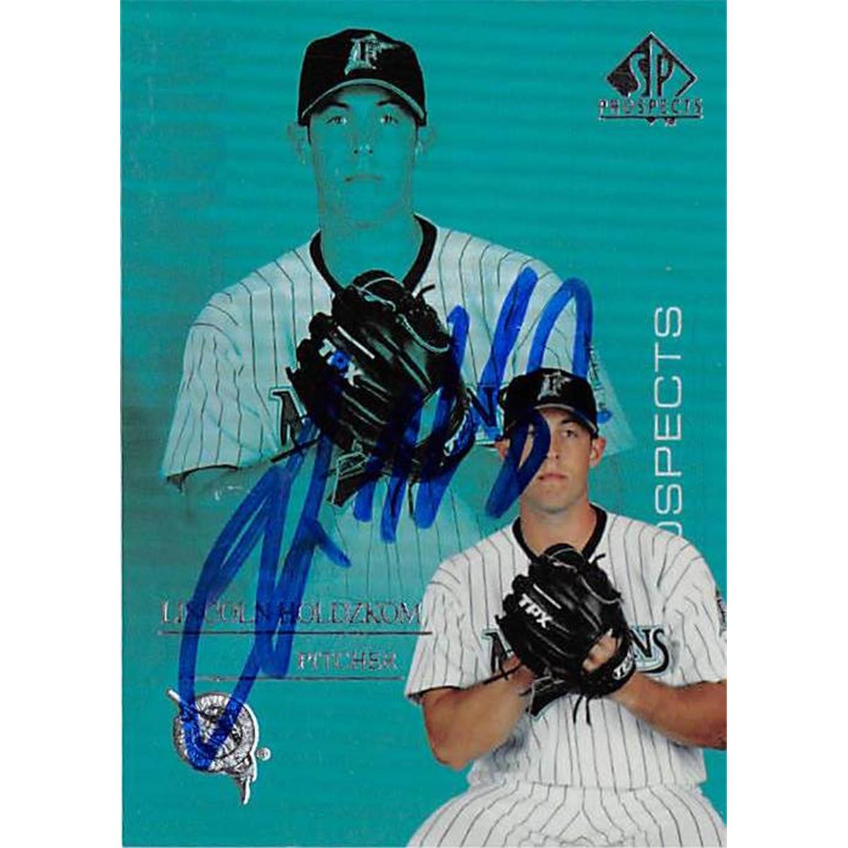 421361 Lincoln Holdzkom Autographed Baseball Card Florida Marlins 2004 Upper Deck SP No.156 Prospects