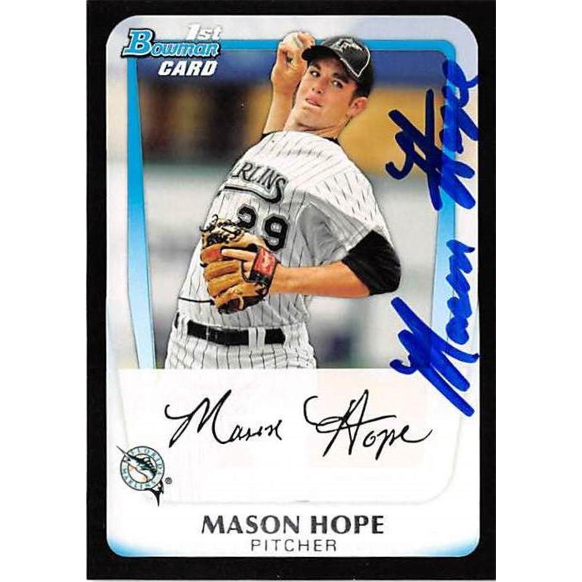 421405 Mason Hope Autographed Baseball Card Florida Marlins 2012 Topps Bowman No.BDPP45 Rookie