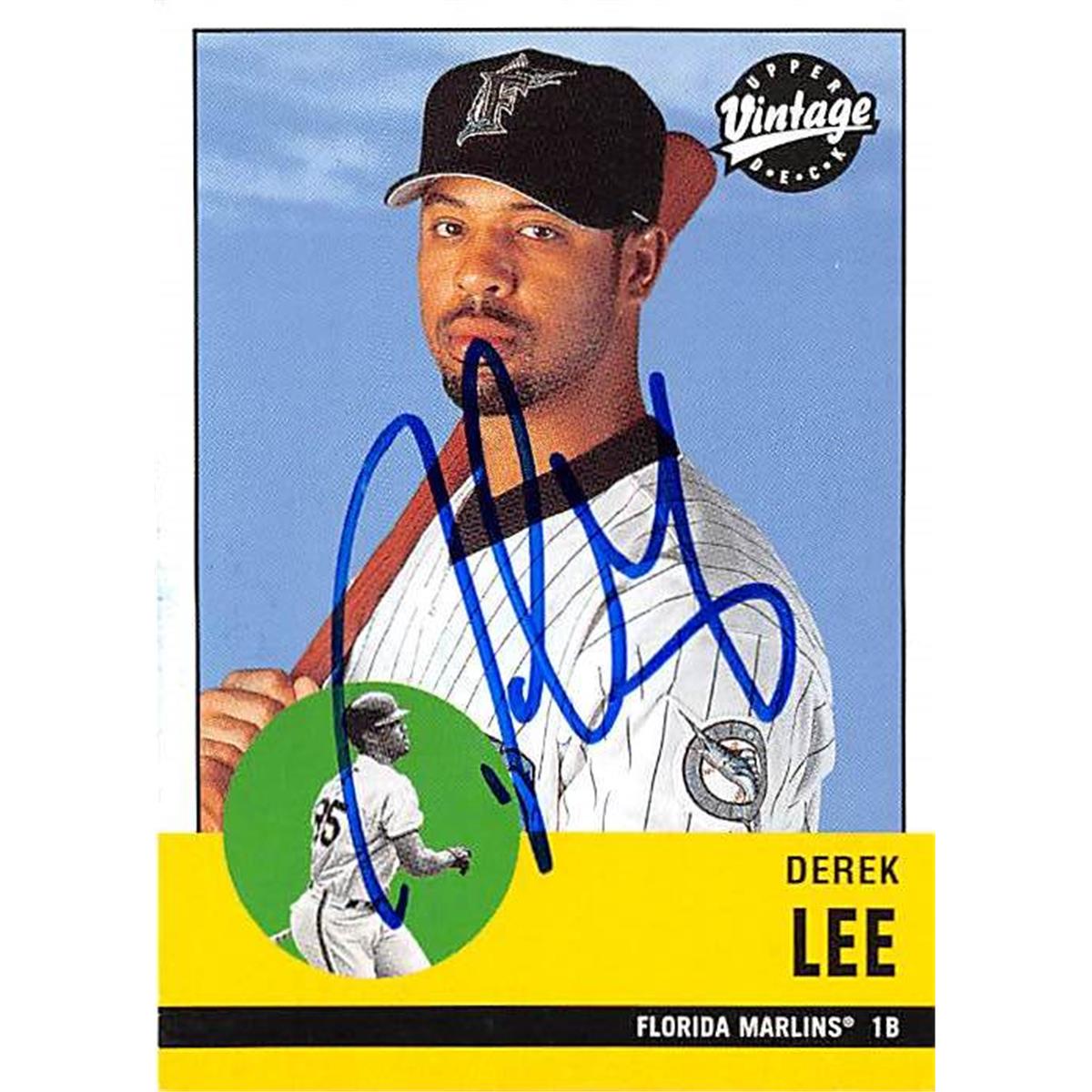 421476 Derrek Lee Autographed Baseball Card Florida Marlins 2001 Upper Deck Vintage No.272