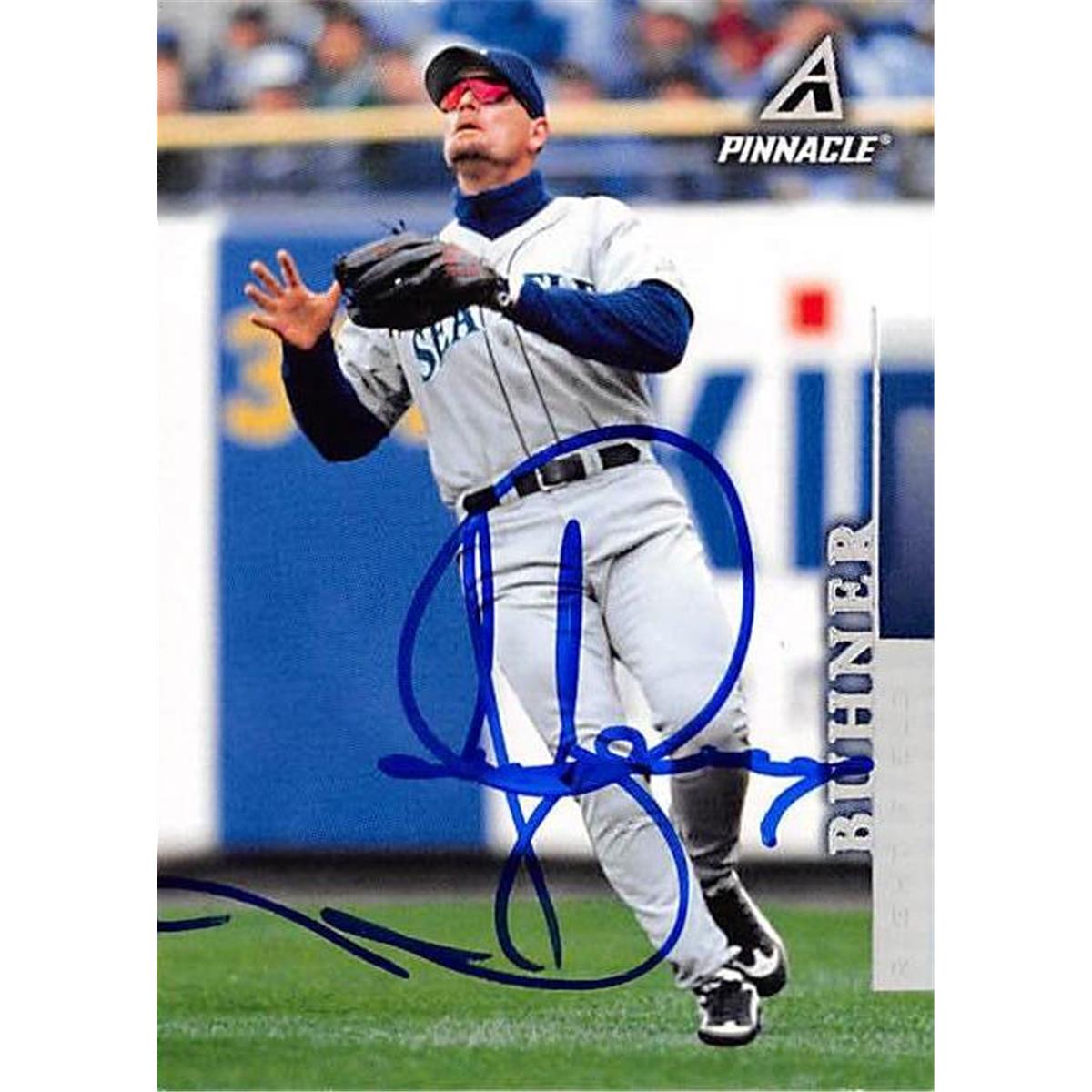 421509 Jay Buhner Autographed Baseball Card Seattle Mariners 1998 Pinnacle No.60