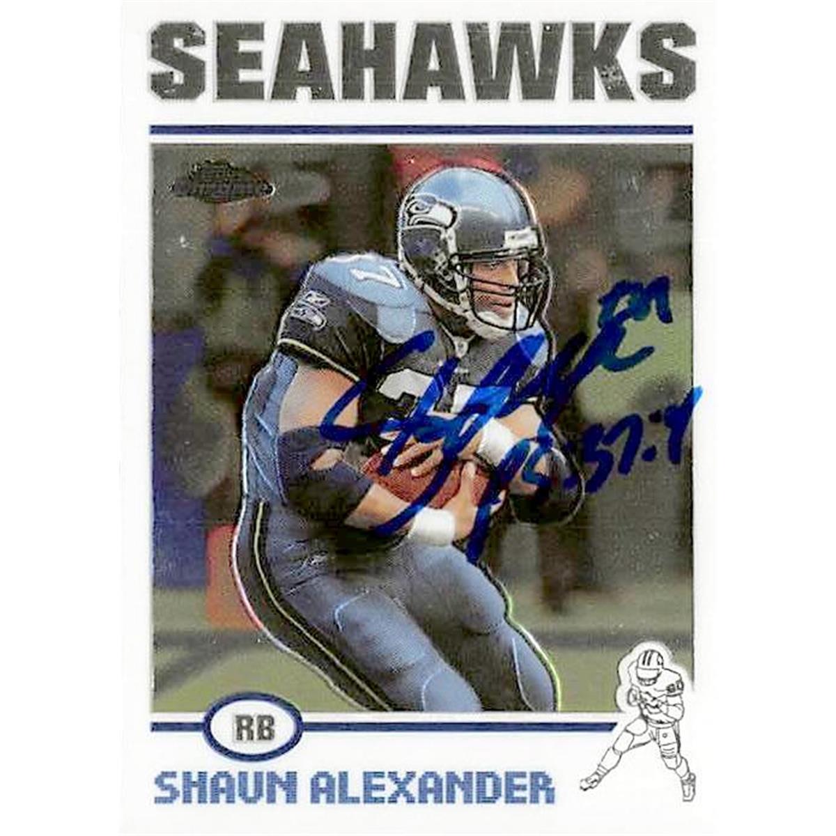 421605 Shaun Alexander Autographed Football Card Seattle Seahawks 2004 Topps Chrome No.71