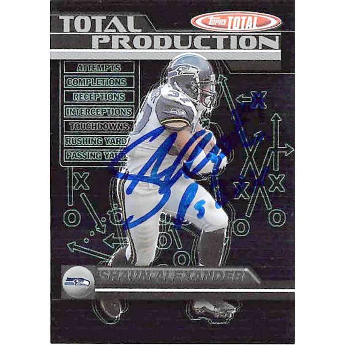 421607 Shaun Alexander Autographed Football Card Seattle Seahawks 2003 Topps Total No.TP5
