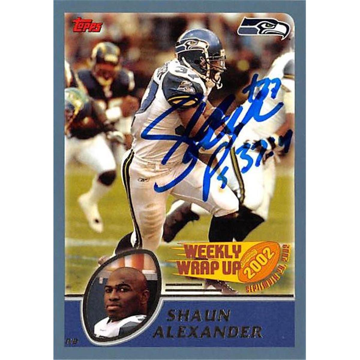 421640 Shaun Alexander Autographed Football Card Seattle Seahawks 2003 Topps No.294