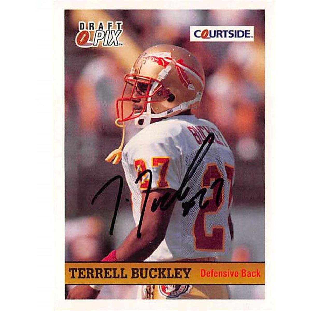 Picture of Autograph Warehouse 443904 Florida State Seminoles 1992 Courtside Draft Pix 100 Terrell Buckley Autographed Football Card