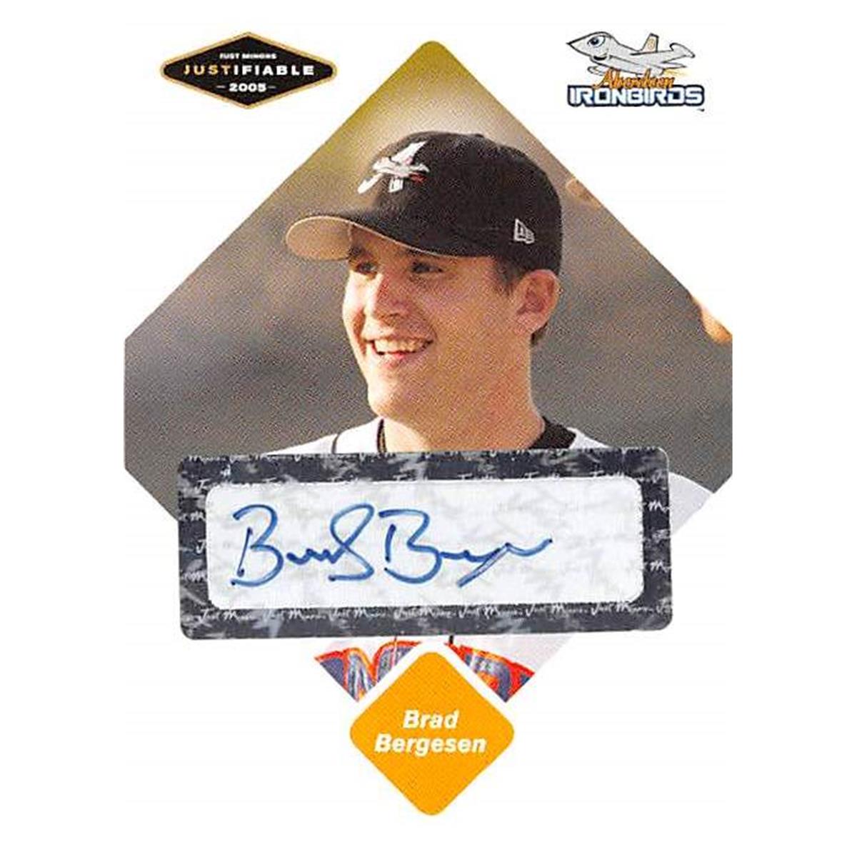 444002 Baltimore Orioles 2005 Justifiable Rookie 3 Brad Bergesen Autographed Baseball Card