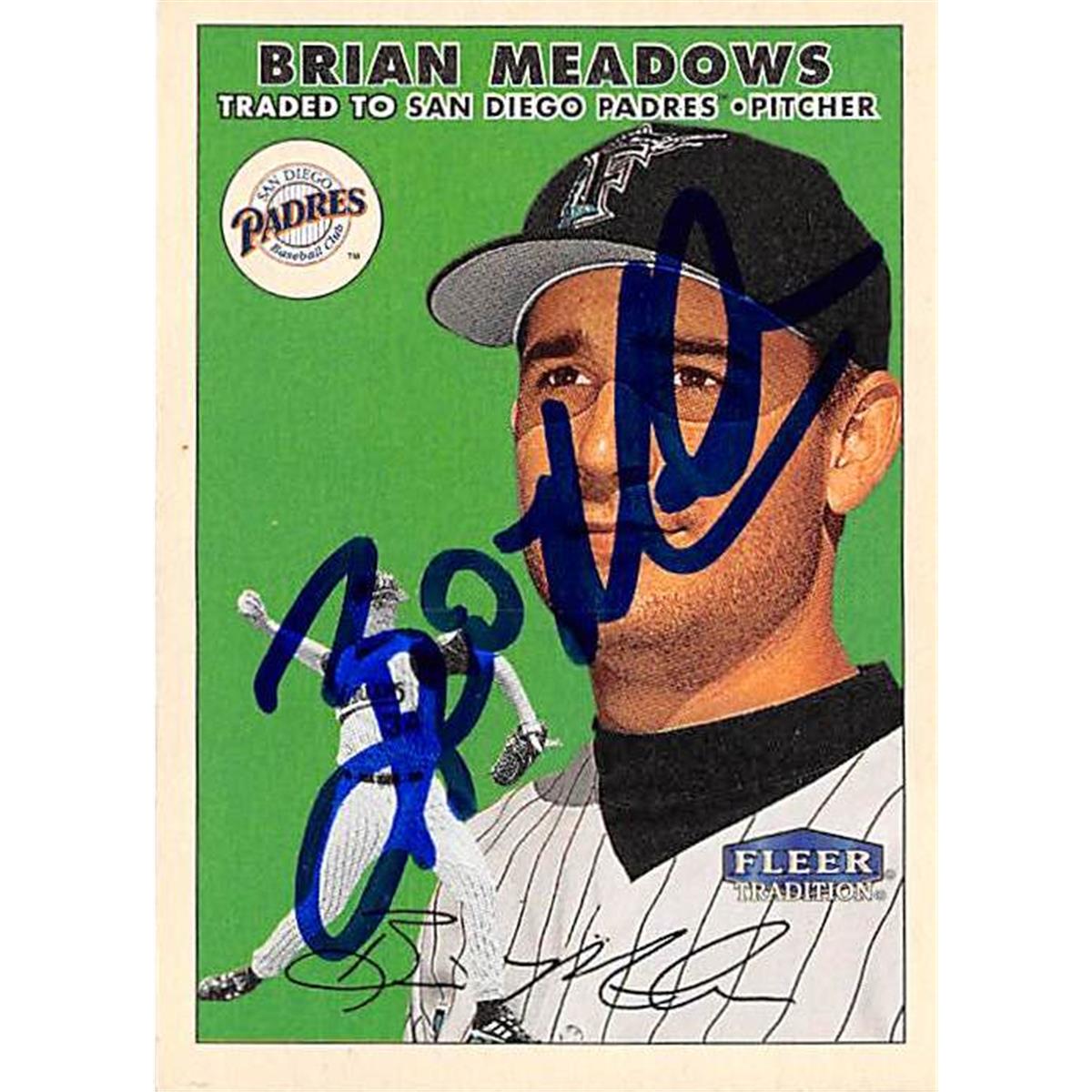 444049 University of Florida 2000 Fleer Tradition 18 Brian Meadows Autographed Baseball Card