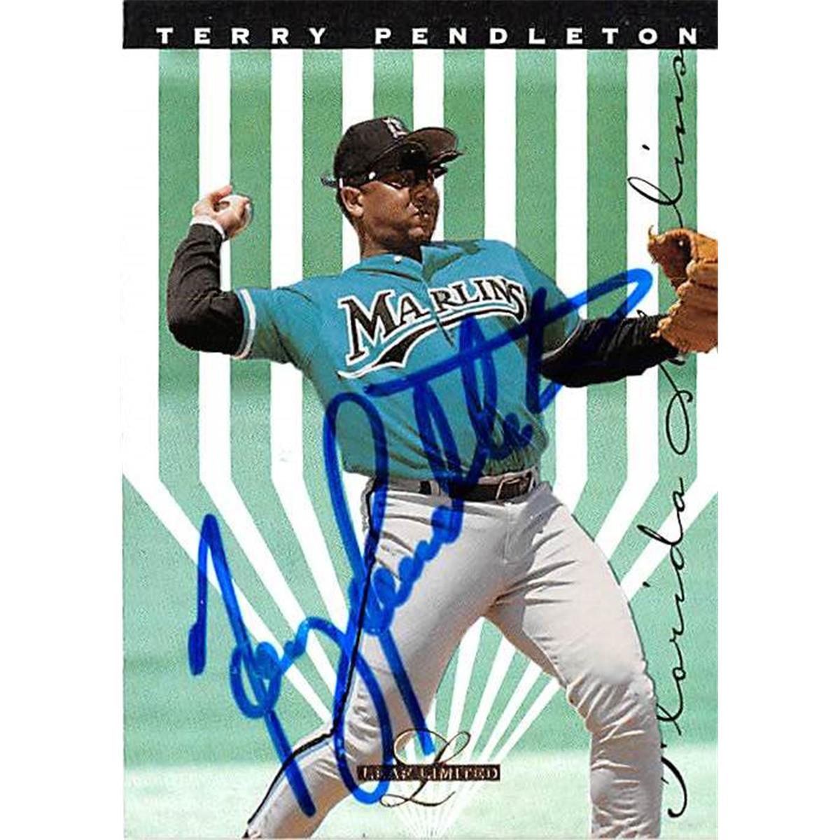 444168 University of Florida 1995 Leaf Limited 85 Refractor Terry Pendleton Autographed Baseball Card