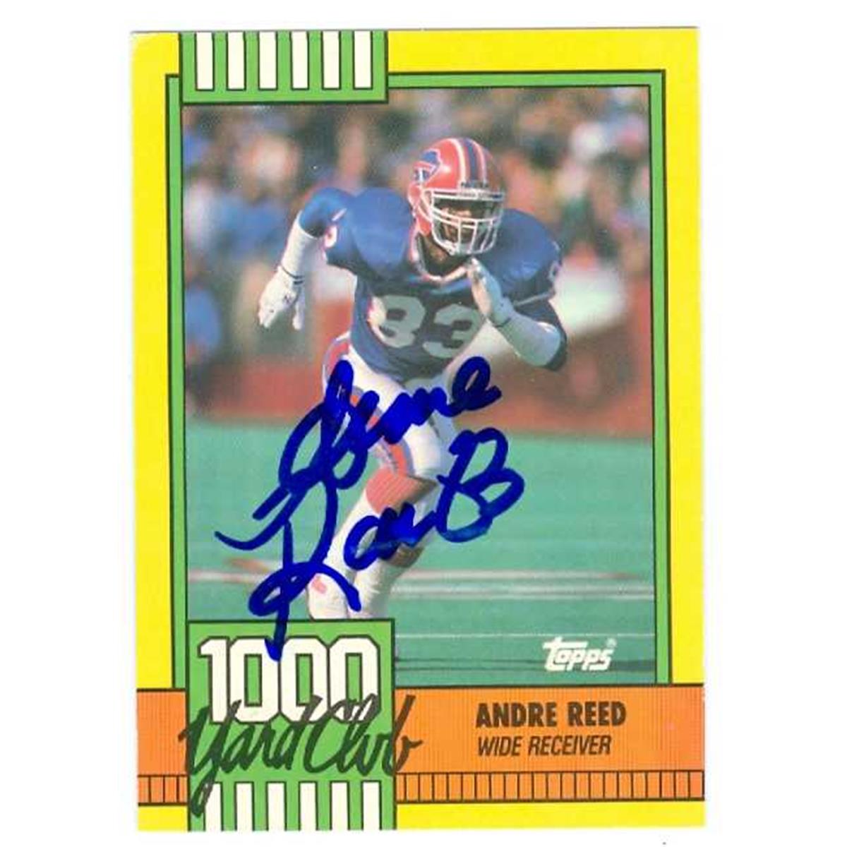 Picture of Autograph Warehouse 432286 Buffalo Bills 1990 Topps 1000 Yard Club 7 Creased Andre Reed Autographed Football Card