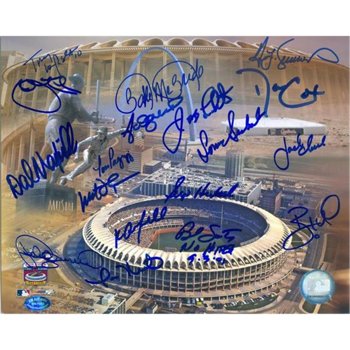 443134 8 x 10 in. Busch Stadium Autographed by 18 St.Louis Cardinals Legends Size No.1 Photo Frame