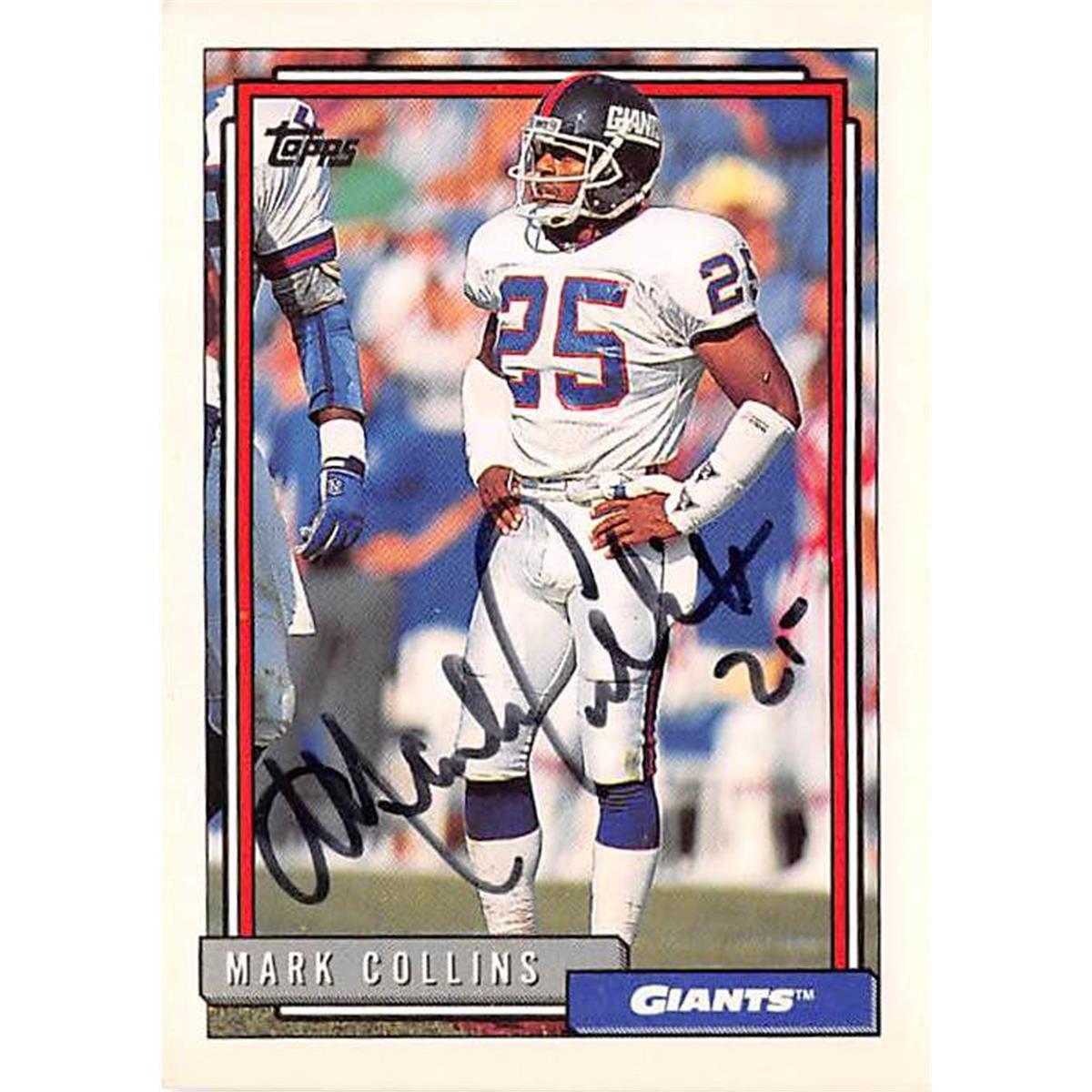 Picture of Autograph Warehouse 443974 New York Giants 1992 Topps 366 Mark Collins Autographed Football Card