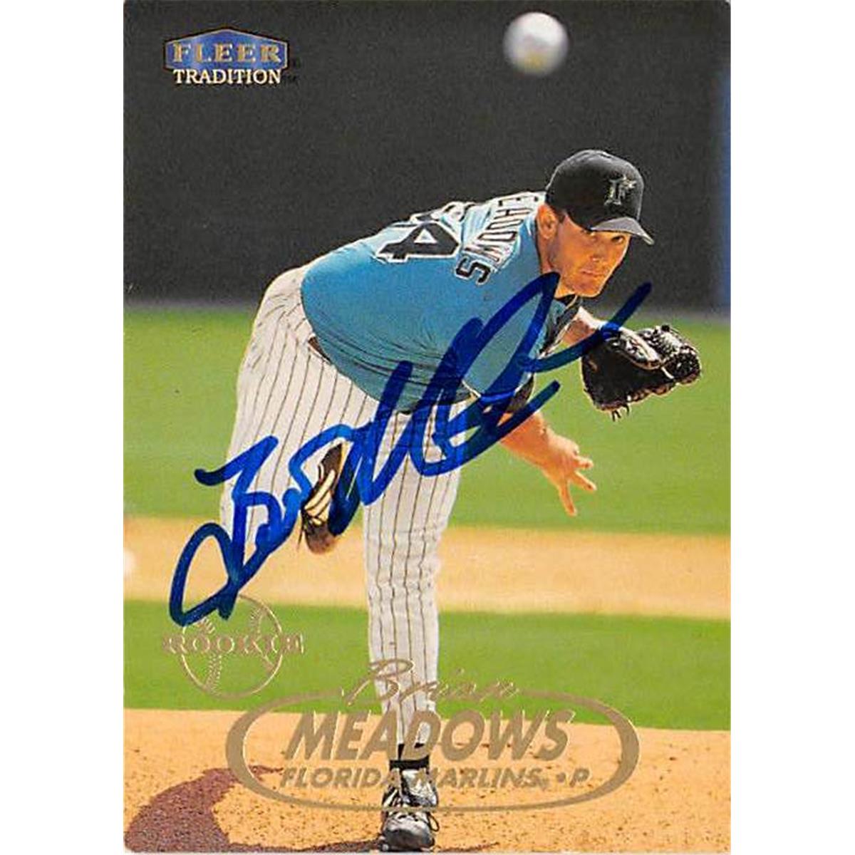 444061 University of Florida 1998 Fleer Tradition 544 Brian Meadows Autographed Baseball Card