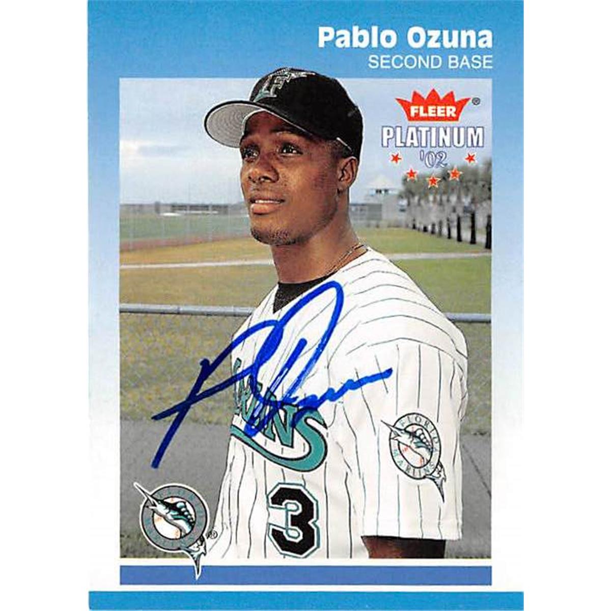 444142 University of Florida 2002 Fleer Platinum 155 Pablo Ozuna Autographed Baseball Card