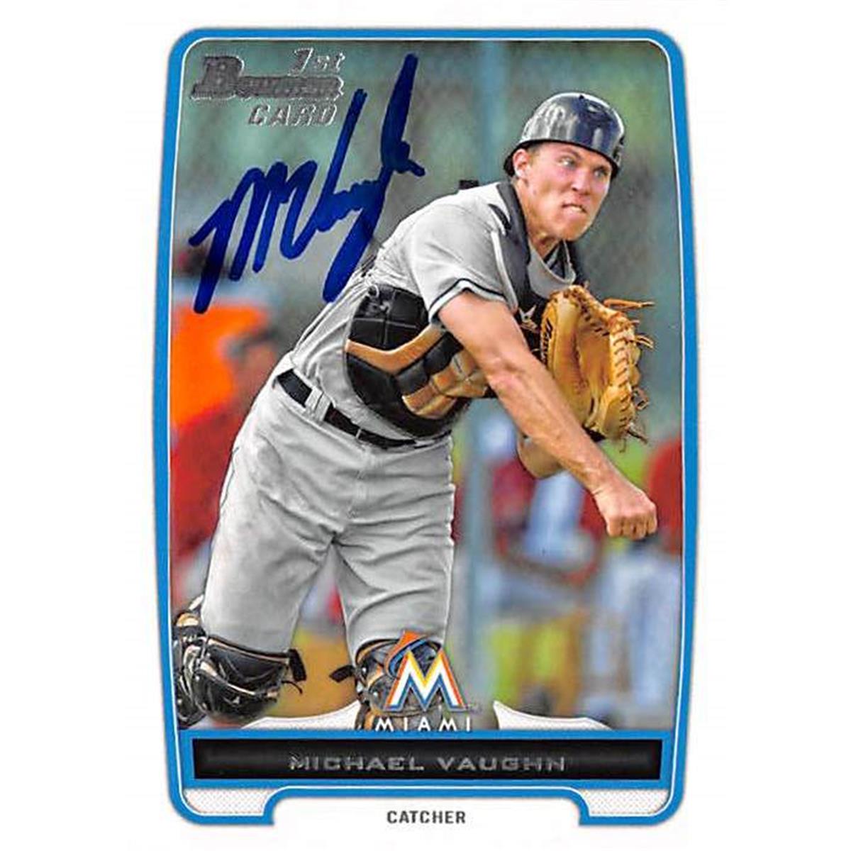 444278 Miami Marlins 2013 Topps Bowman BDPP95 Michael Vaughn Autographed Baseball Card