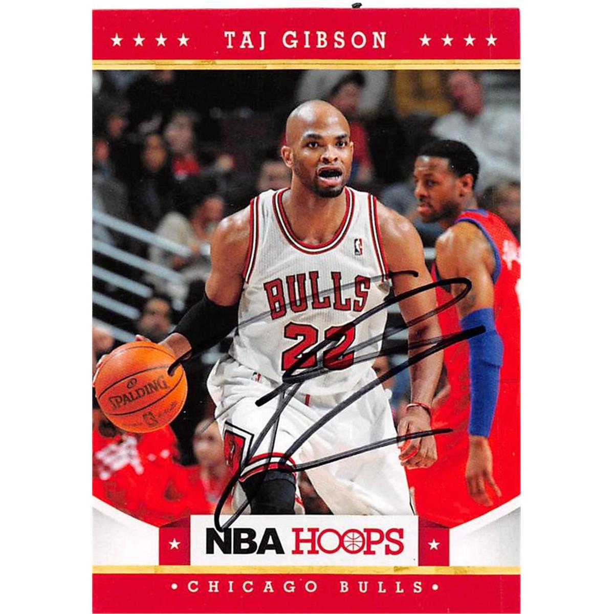 Picture of Autograph Warehouse 444473 Chicago Bulls 2012 Panini Hoops 79 Taj Gibson Autographed Basketball Card