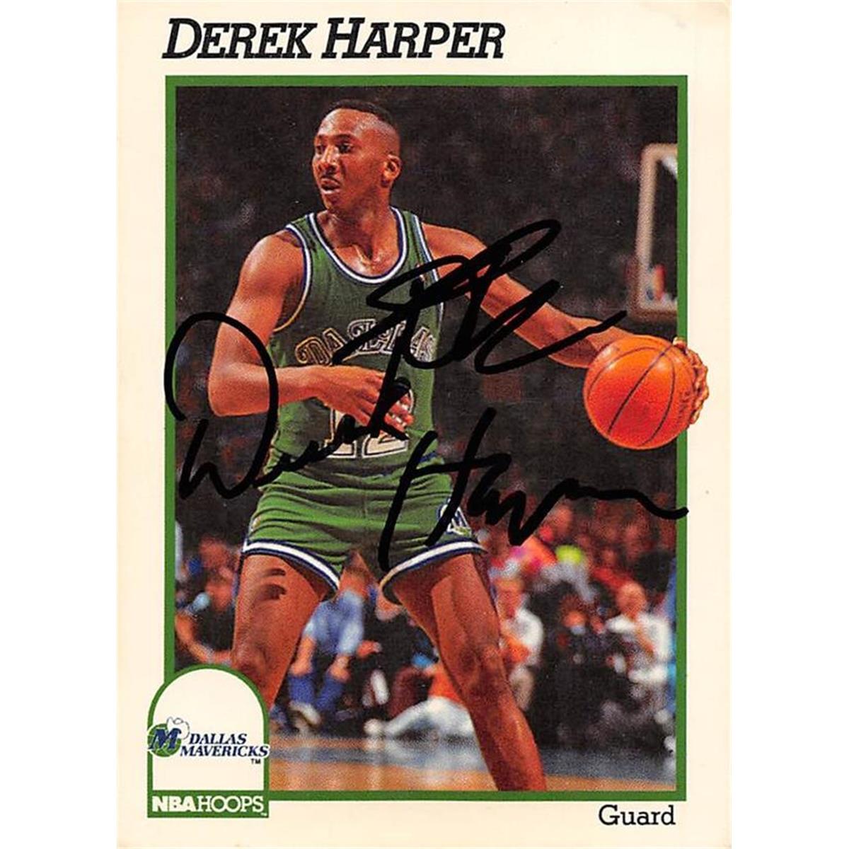 Picture of Autograph Warehouse 444478 Dallas Mavericks 1991 Hoops 46 Derek Harper Autographed Basketball Card