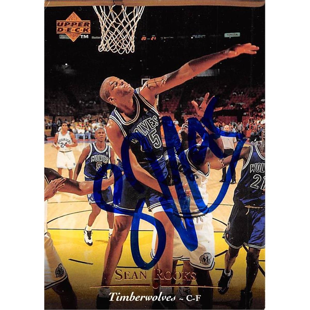 Picture of Autograph Warehouse 444513 Minnesota Timberwolves 1995 Upper Deck 221 Sean Rooks Autographed Basketball Card