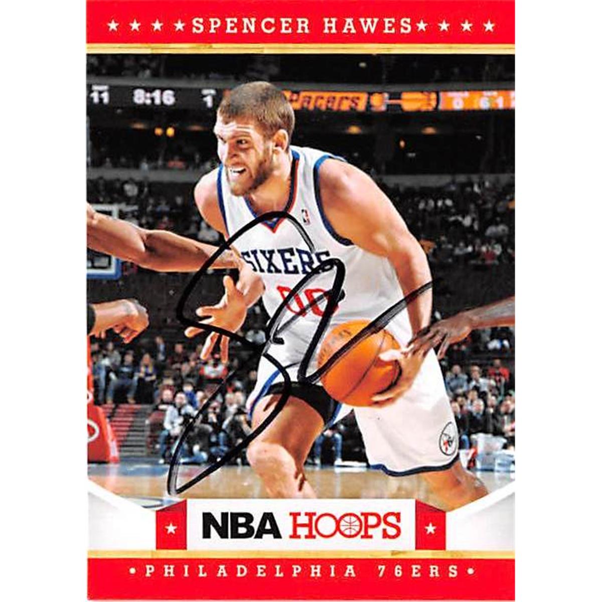 Picture of Autograph Warehouse 444534 Philadelphia 76ers 2012 Panini Hoops 28 Spencer Hawes Autographed Basketball Card