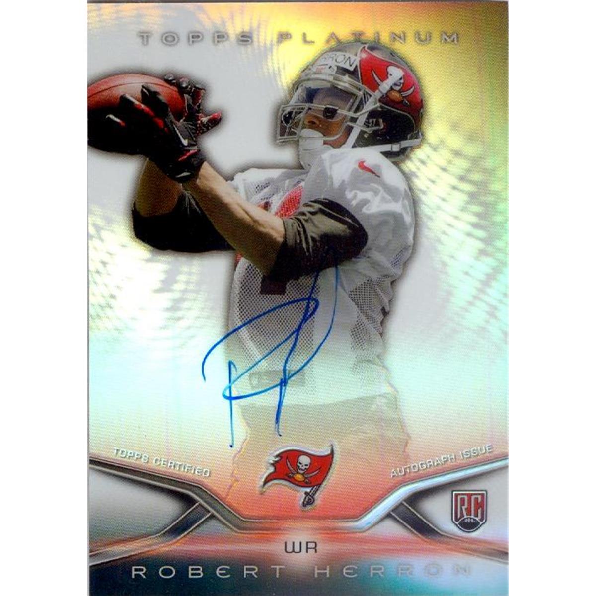 Picture of Autograph Warehouse 444636 Tampa Bay Buccaneers 2014 Topps Bowman Platinum 80 Rookie Refractor Certified Authentic Robert Herron Autographed Football Card