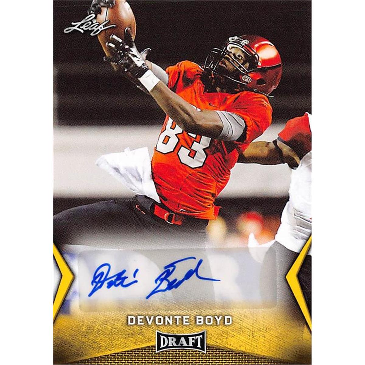 444662 2018 Leaf Draft Gold Rookie BADB3 Devonte Boyd Autographed Football Card