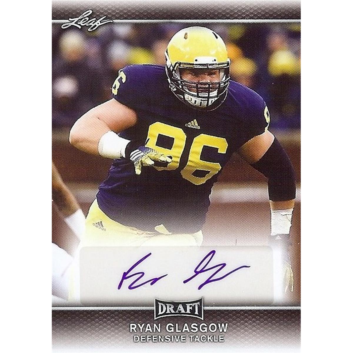 444683 Cincinnati Bengals 2017 Leaf Draft Rookie ARG1 Ryan Glasgow Autographed Football Card
