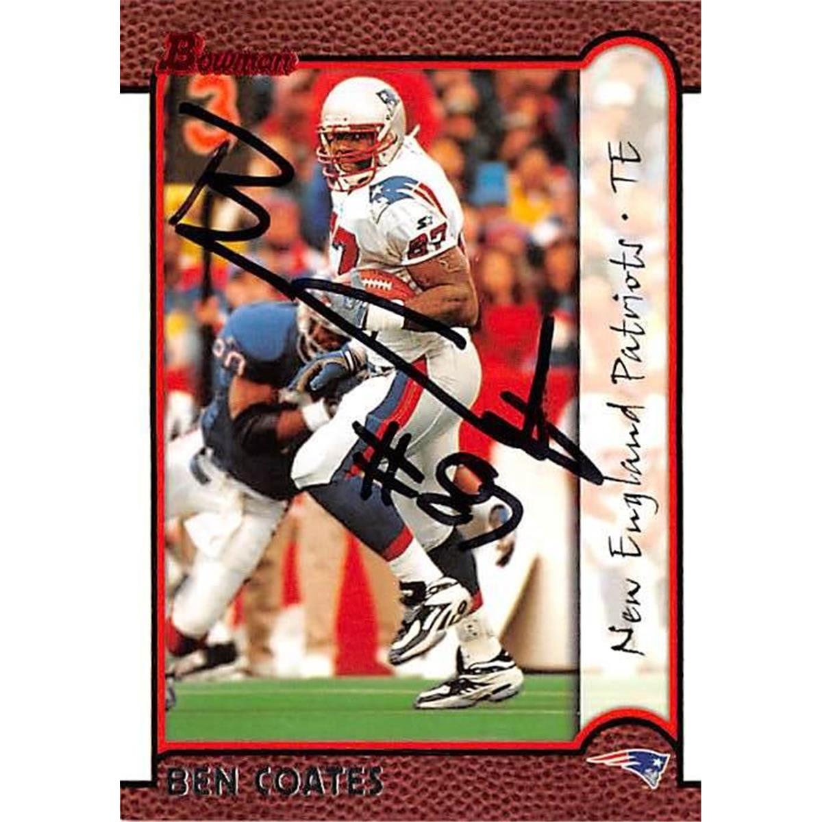 Picture of Autograph Warehouse 444722 New England Patriots 1999 Bowman 63 Ben Coates Autographed Football Card