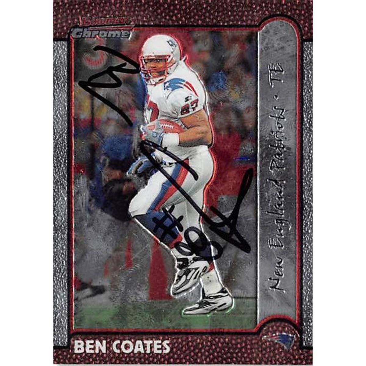 Picture of Autograph Warehouse 444725 New England Patriots 1999 Bowman Chrome 63 Ben Coates Autographed Football Card
