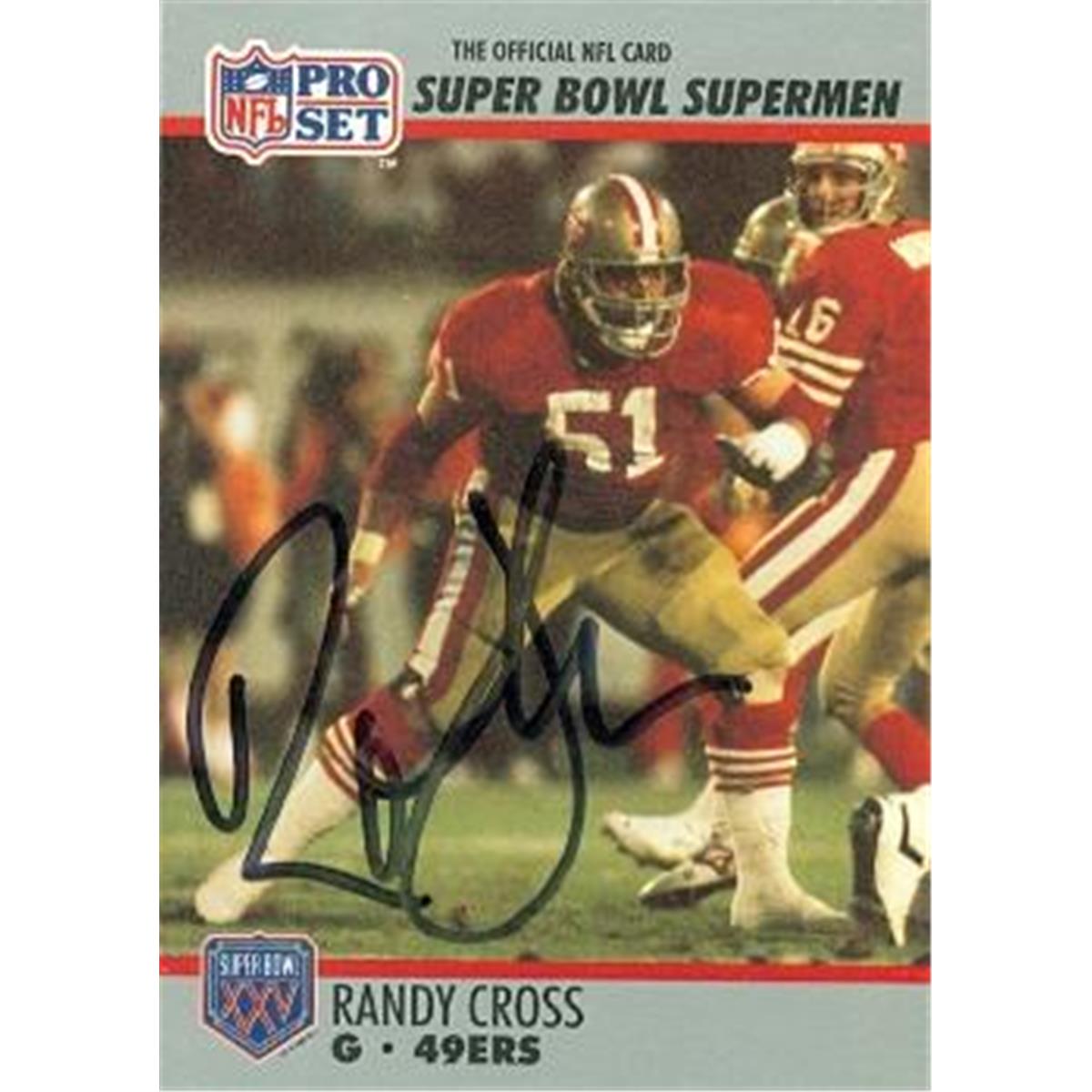 Picture of Autograph Warehouse 444739 San Francisco 49ers 1990 Pro Set 63 Super Bowl Supermen Randy Cross Autographed Football Card