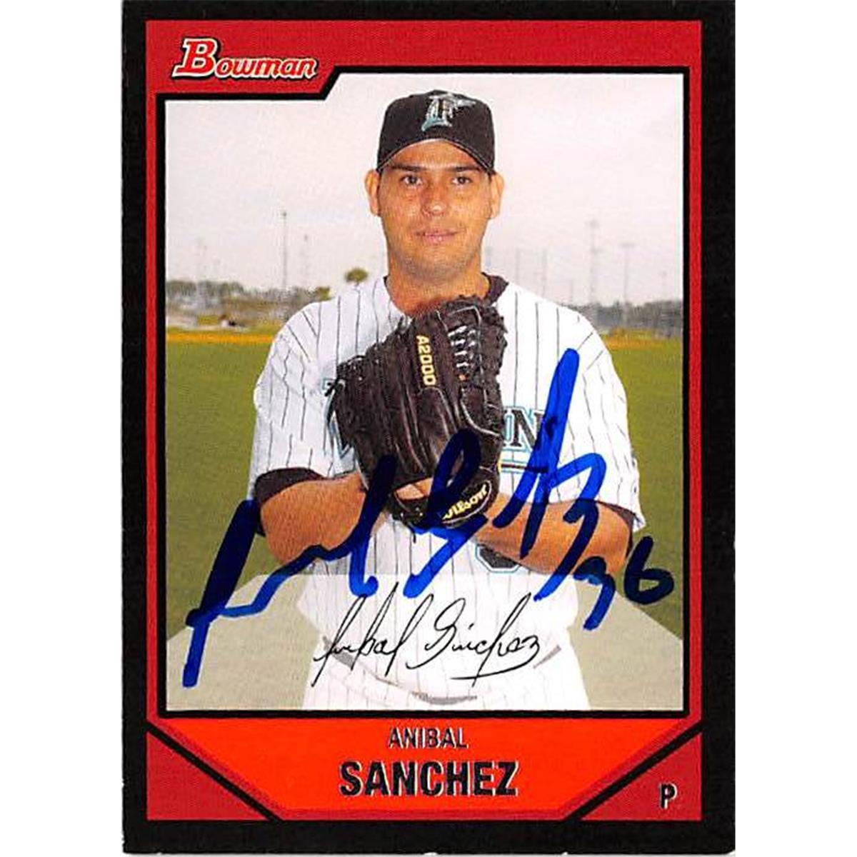 444352 University of Florida 2007 Topps Bowman 111 Anibal Sanchez Autographed Baseball Card