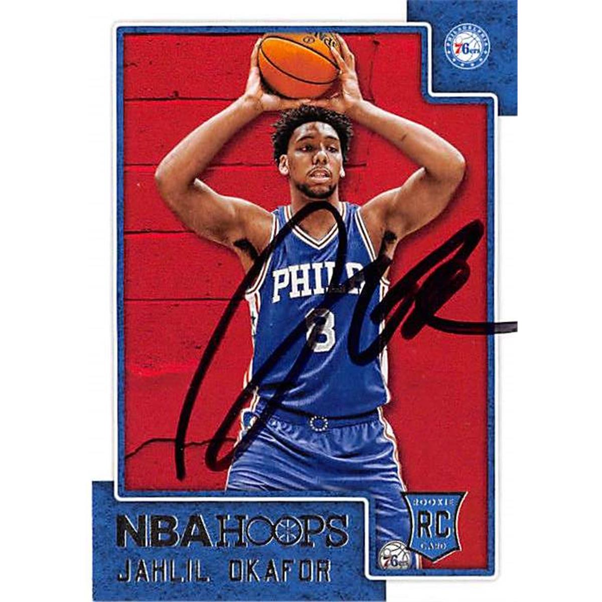 Picture of Autograph Warehouse 444535 Philadelphia 76ers 2015 Panini Hoops Rookie 280 Jahlil Okafor Autographed Basketball Card