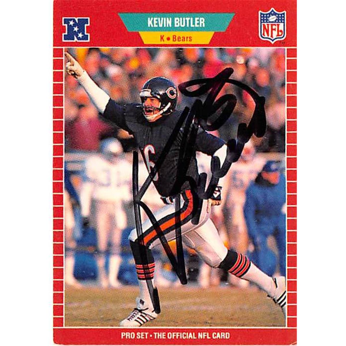 443930 Kevin Butler Autographed Football Card 1989 Pro Set No. 36 for Chicago Bears Super Bowl Champion