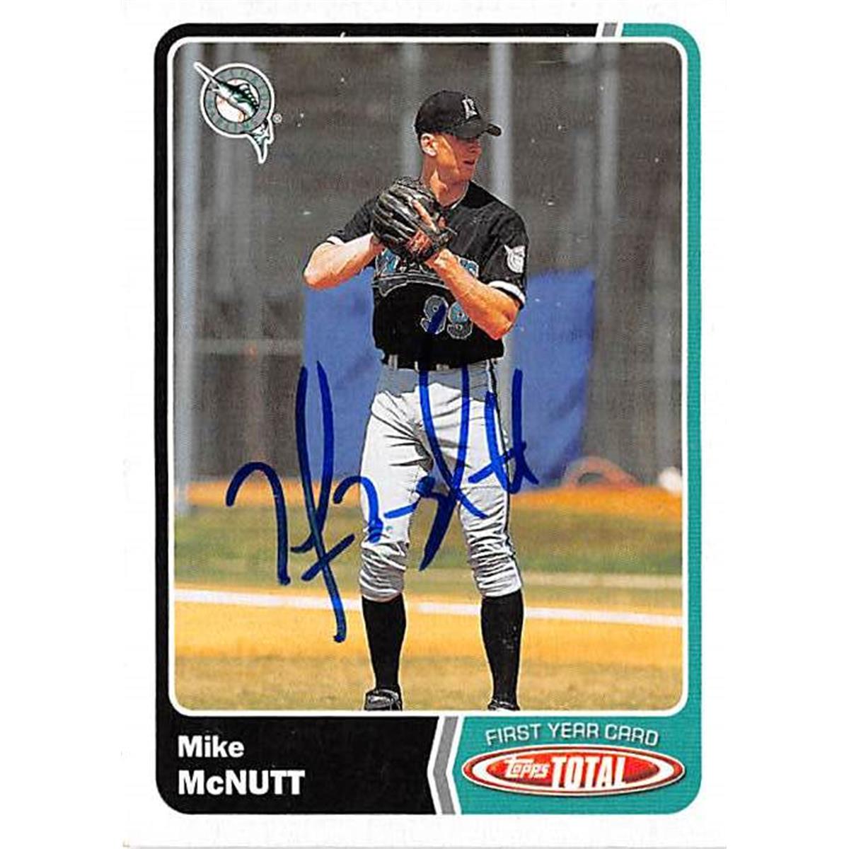 444009 Mike Mcnutt Autographed Baseball Card 2003 Topps Total No. 987 for Florida Marlins FT