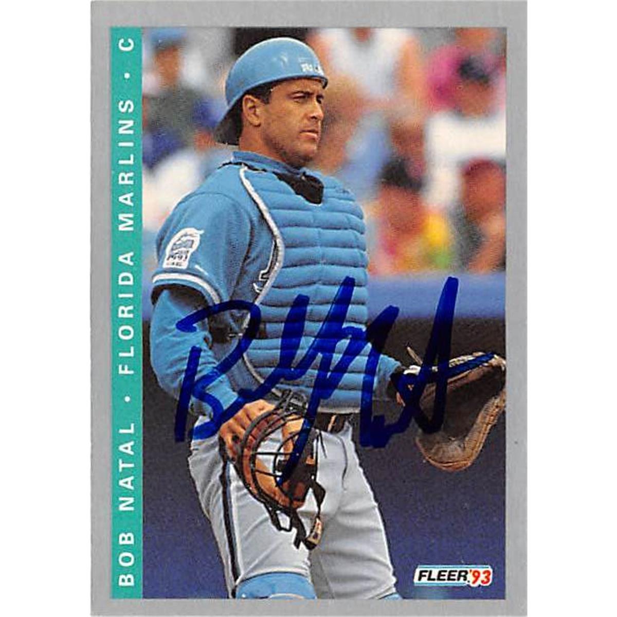 444100 Rob Natal Autographed Baseball Card 1993 Fleer No. F67 for Florida Marlins