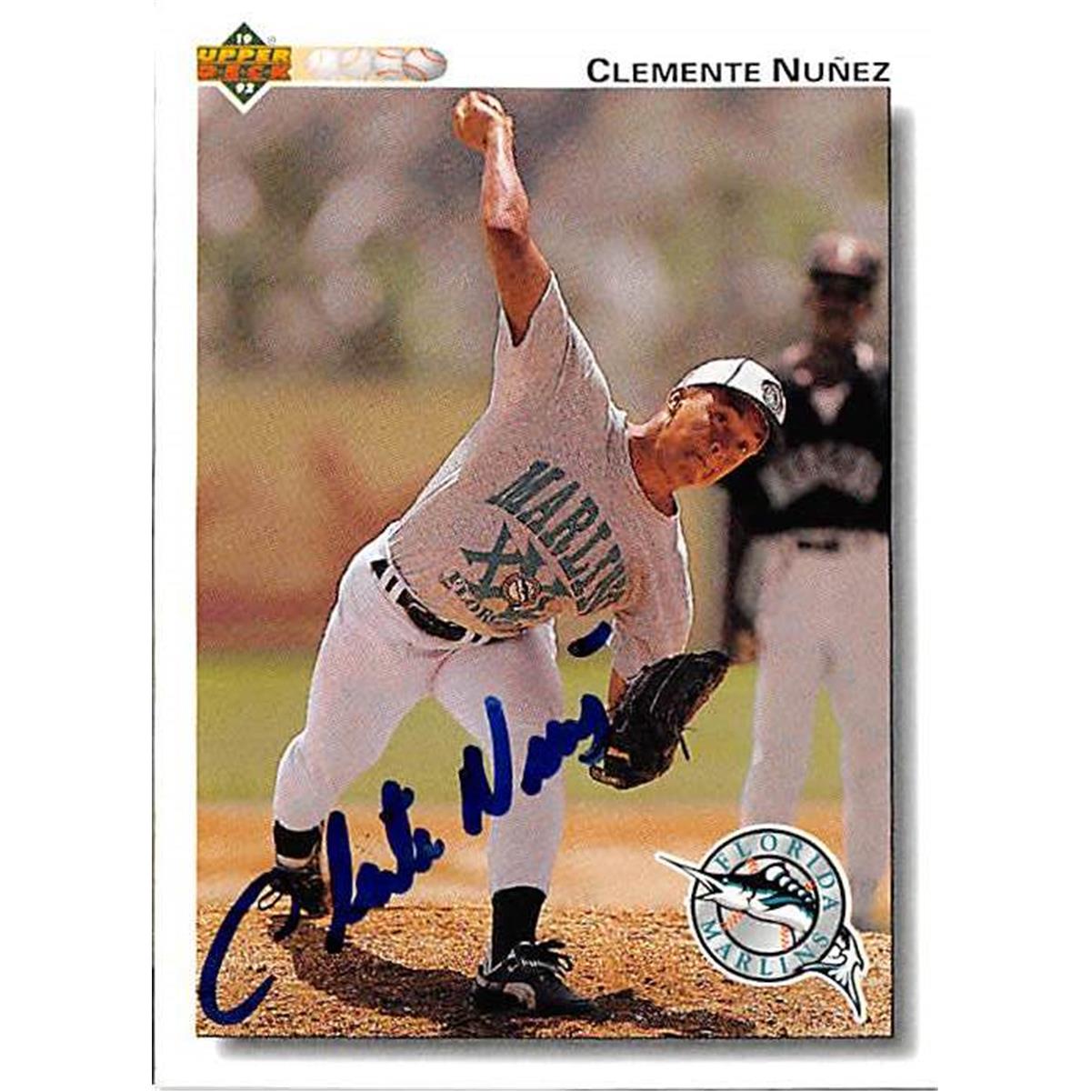 444108 Clemente Nunez Autographed Baseball Card 1993 Upper Deck No. 701 for Florida Marlins