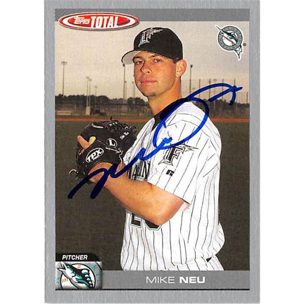 444129 Mike Neu Autographed Baseball Card 2004 Topps Total No. 769 Silver for Florida Marlins