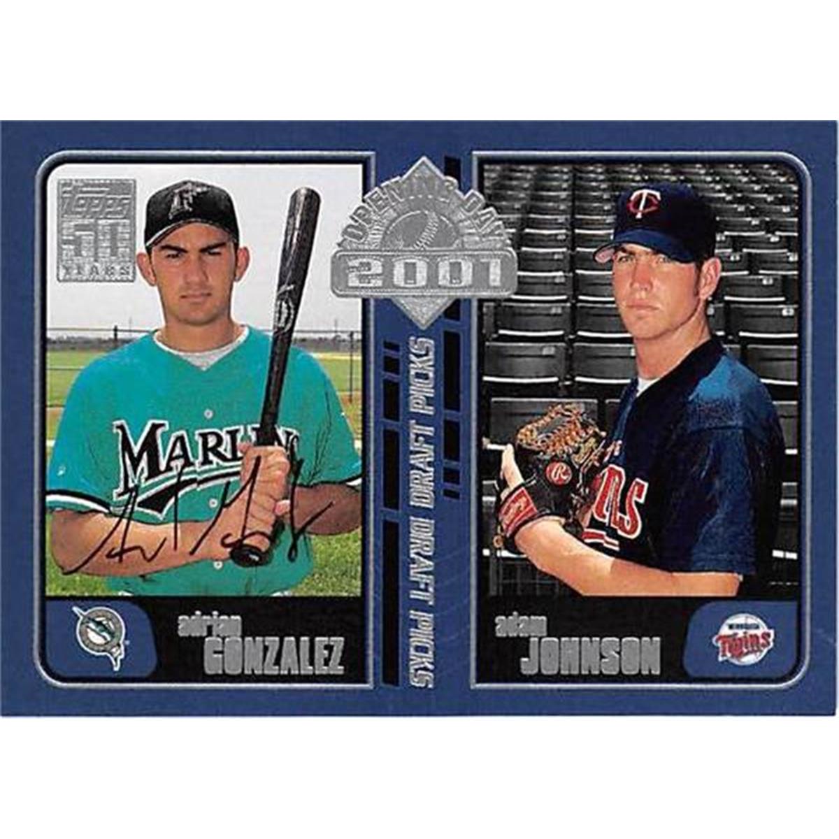 444191 Adrian Gonzalez Autographed Baseball Card 2001 Topps Opening Day No. 151 Rookie for Florida Marlins
