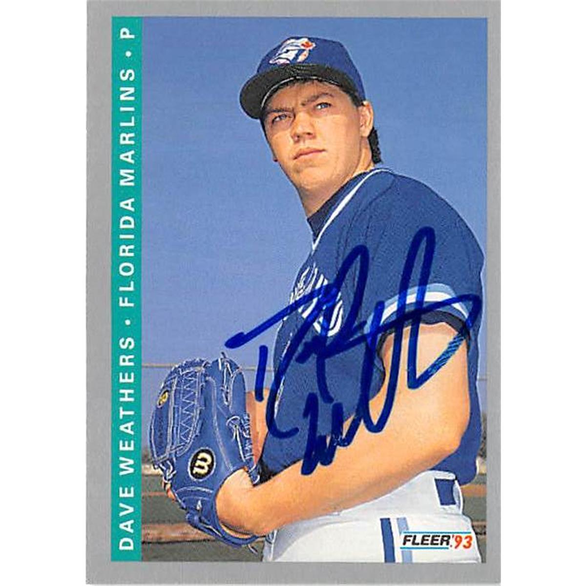 444198 Dave Weathers Autographed Baseball Card 1993 Fleer No. 430 for Florida Marlins Toronto Blue Jays