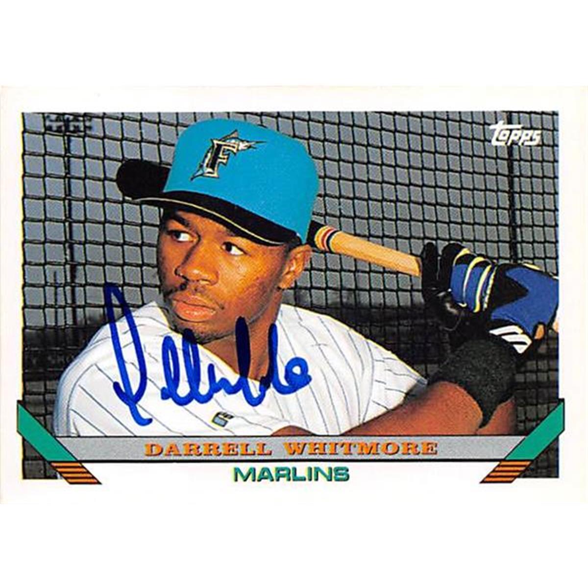 444237 Darrell Whitmore Autographed Baseball Card 1993 Topps No. 697 for Florida Marlins