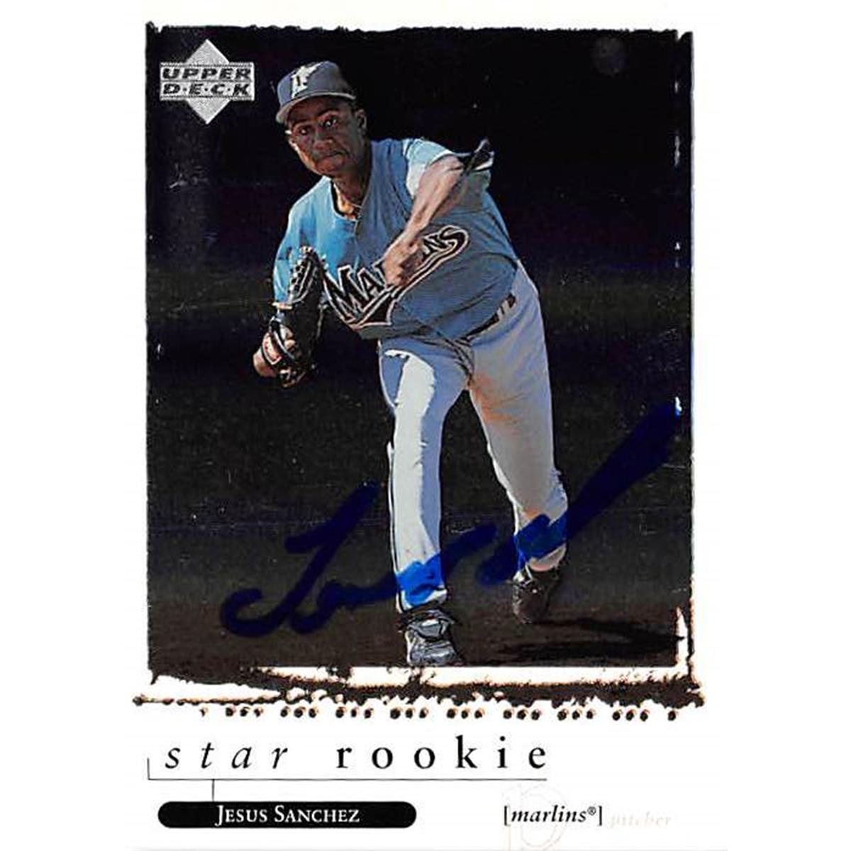 444350 Jesus Sanchez Autographed Baseball Card 1998 Upper Deck No. 552 Star Rookie for Florida Marlins