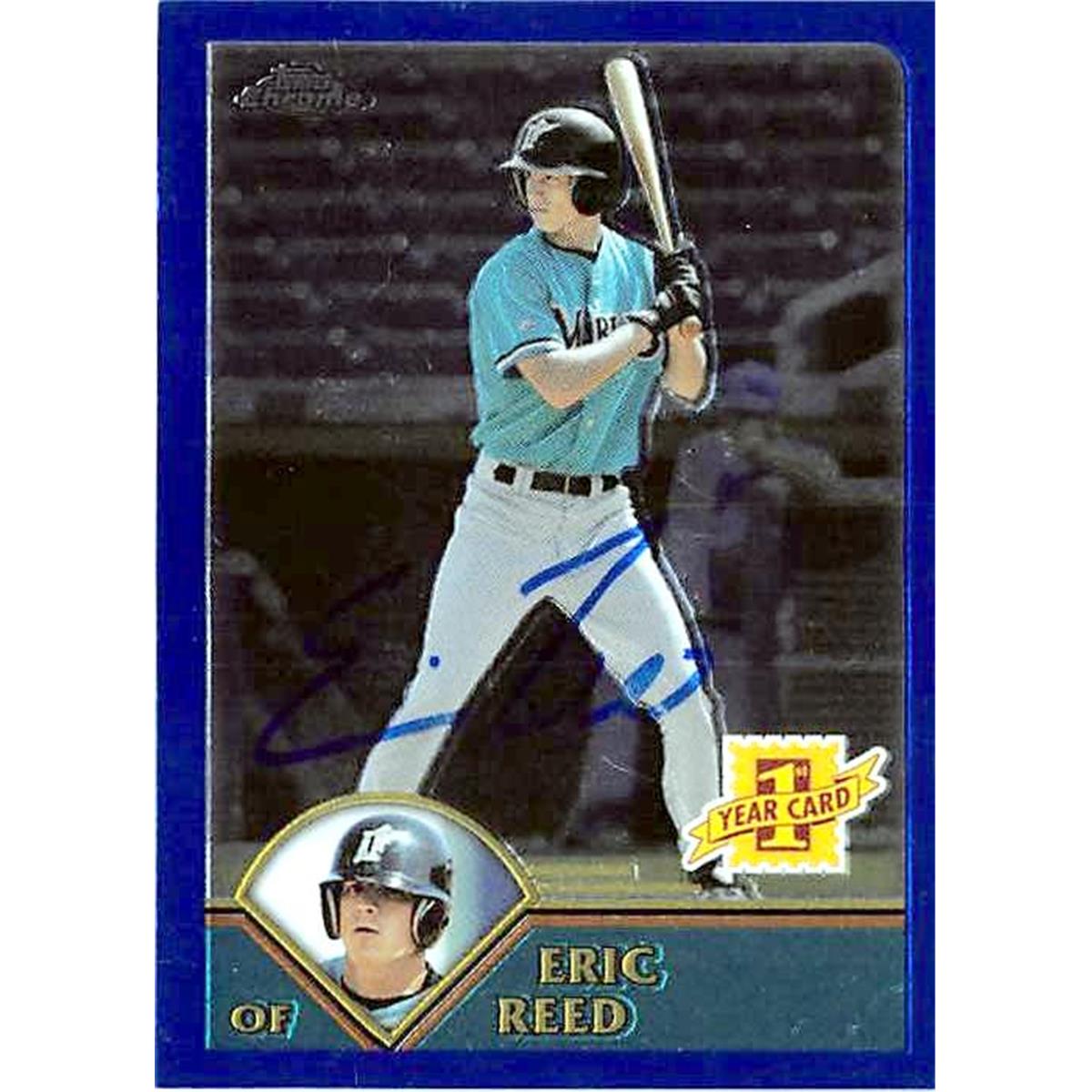 444424 Eric Reed Autographed Baseball Card 2003 Topps Chrome No. T266 for Florida Marlins FT