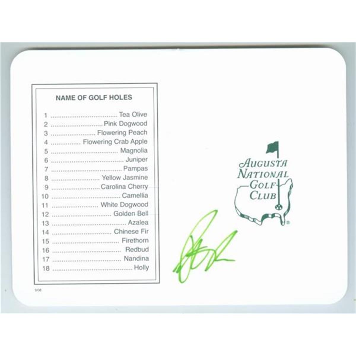 465312 Patrick Reed Autographed Golf Score Card for Augusta Masters Champion