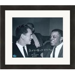 443174 8 x 10 in. Bob Wolff Autographed Photo No. SC2 Matted & Framed for Broadcaster Hall of Fame Pictured with Willie Mays